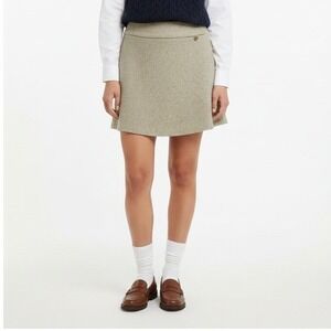 Vintage Gap Tweed A-Line Mini Skirt Womens 10 Tan Lined Wool Preppy Classic